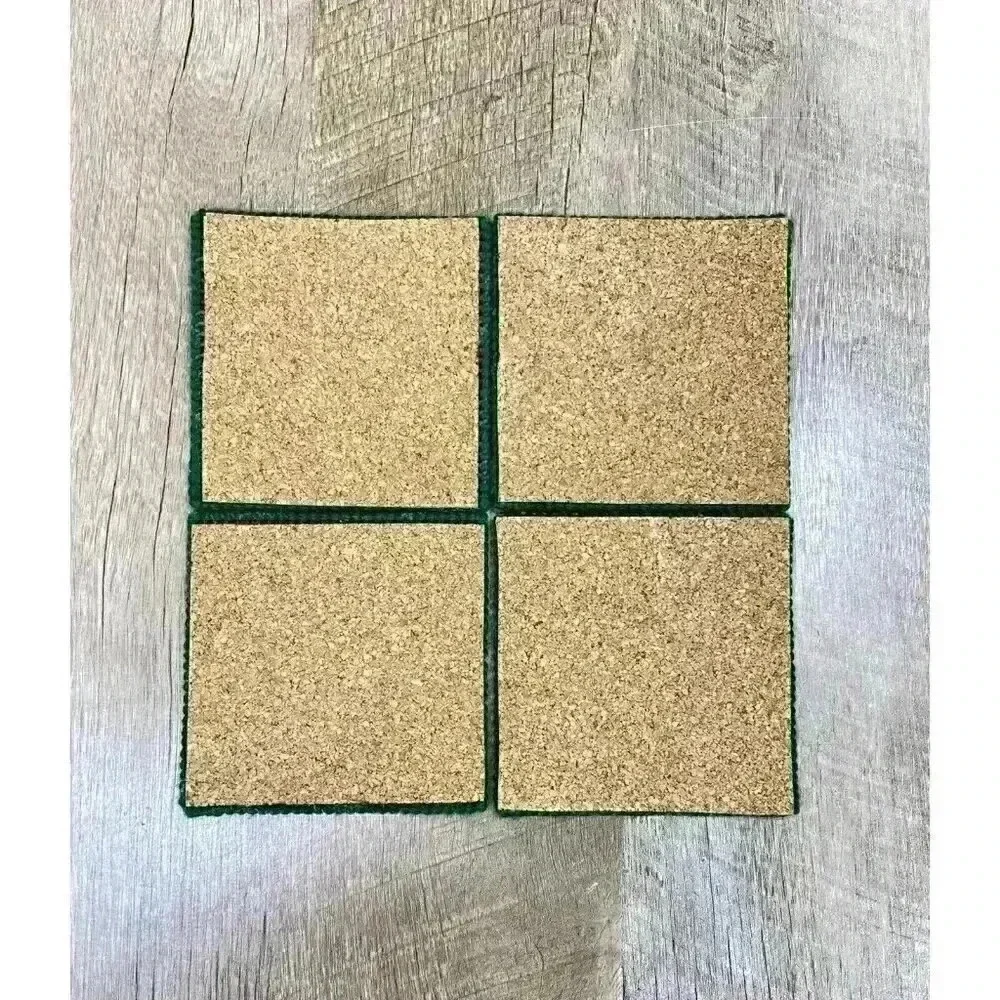Vtg Needlepoint Coasters Set of 4 Christmas Tree 4” Squares Cork Bottoms Clean